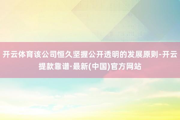 开云体育该公司恒久坚握公开透明的发展原则-开云提款靠谱·最新(中国)官方网站