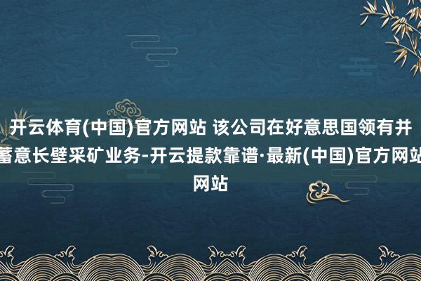 开云体育(中国)官方网站 该公司在好意思国领有并蓄意长壁采矿业务-开云提款靠谱·最新(中国)官方网站
