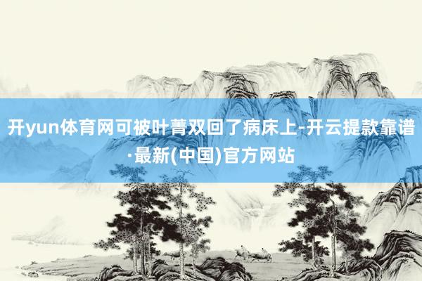 开yun体育网可被叶菁双回了病床上-开云提款靠谱·最新(中国)官方网站